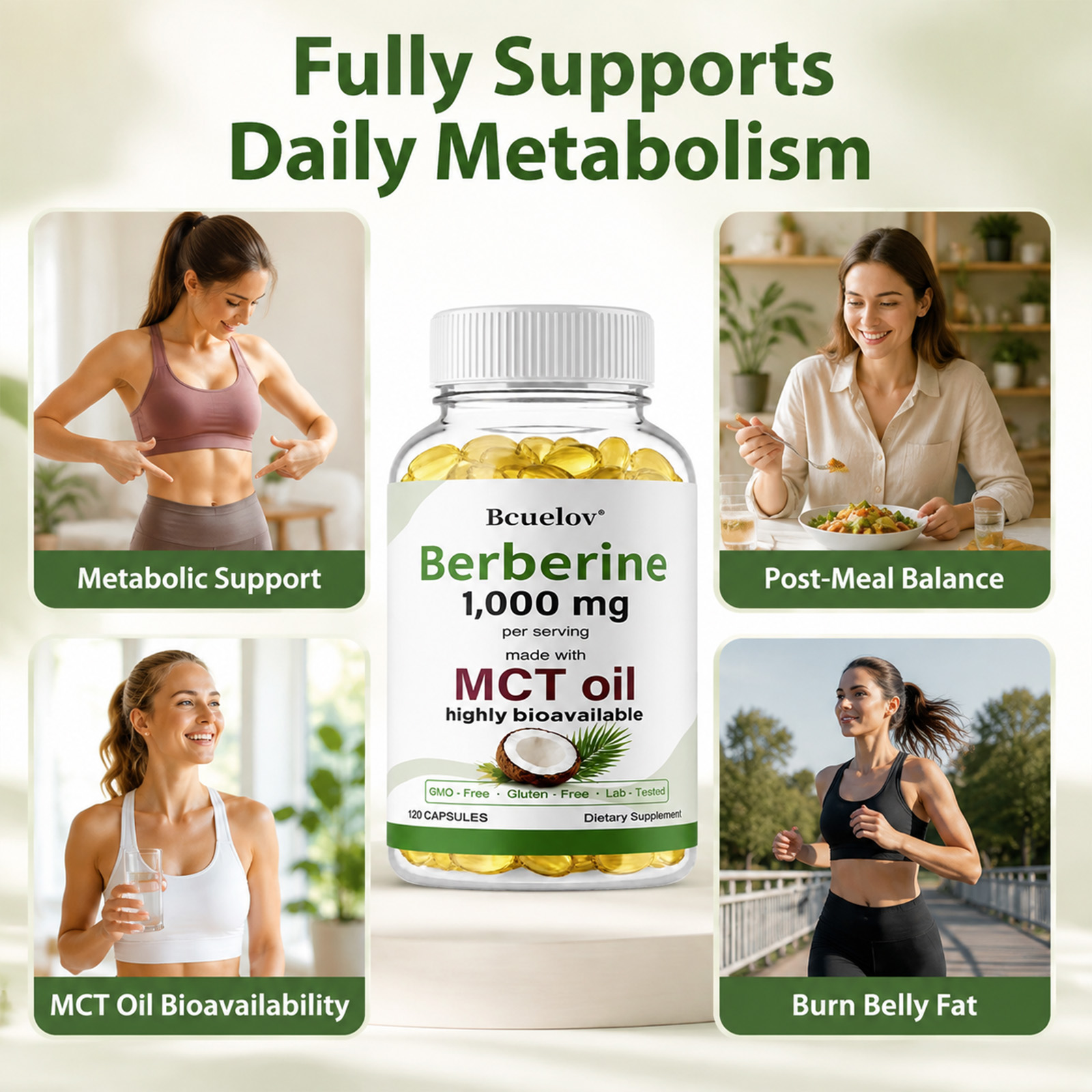 Berberine 1000mg with MCT Oil, - Berberine Hcl Capsule recension och pris
